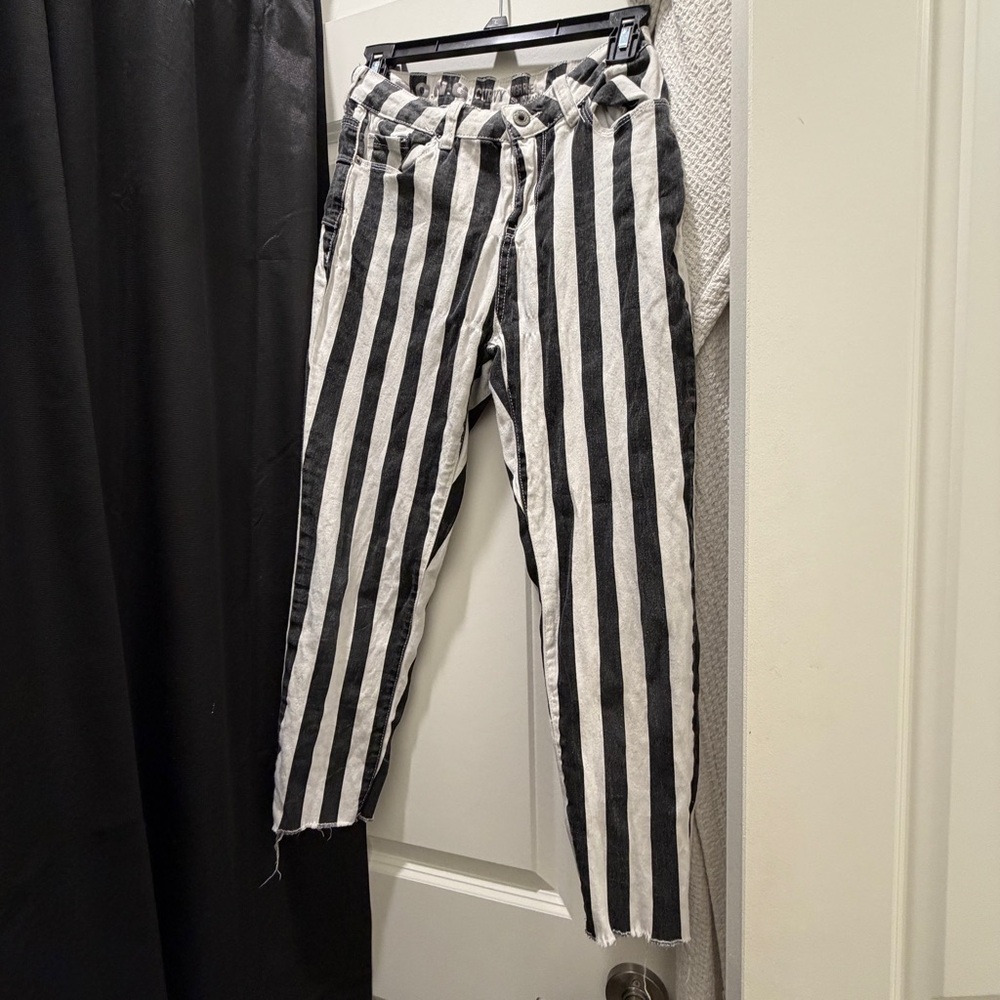 Curvy Striped Black and White Skinny Jeans